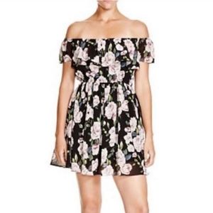 Lucy Paris floral smocked off shoulder mini dress NWT